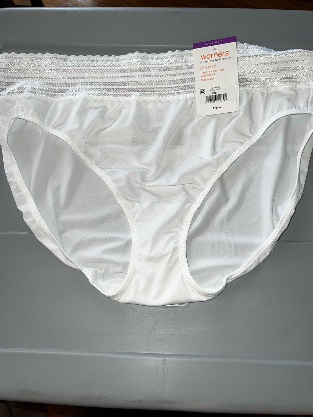 Warner's White Lace-Trim Bikini Briefs-Size 9 / 2X - NWT